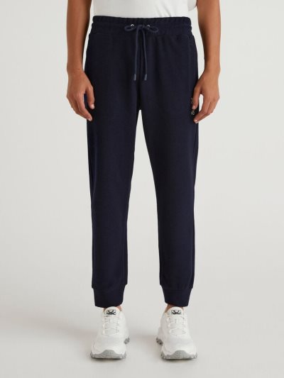 Dark Blue Men's Benetton College-style Sweat Joggers | AU486346