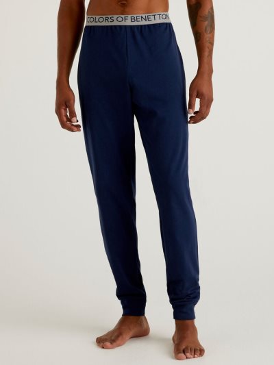 Dark Blue Men's Benetton Organic Cotton Trousers | AU452888