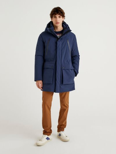 Dark Blue Men's Benetton Padded "Rain Defender" Parka Coats | AU334522