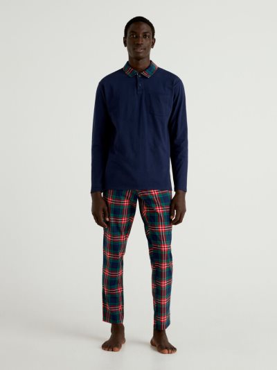 Dark Blue Men's Benetton Polo Top Pyjamas | AU528278