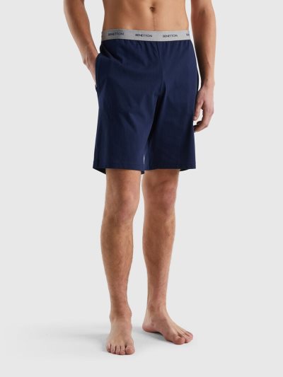 Dark Blue Men's Benetton Pure Cotton Bermudas | AU051213