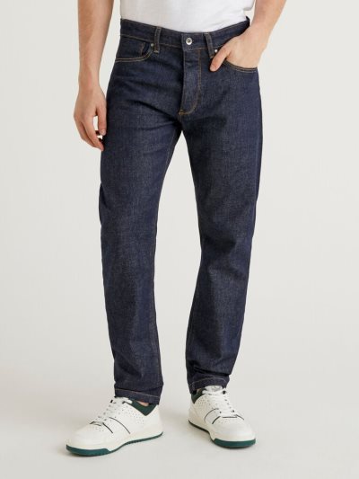 Dark Blue Men's Benetton Slim Fit Stretch Jeans | AU571418