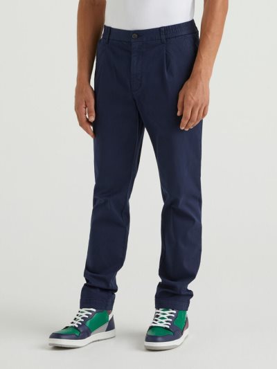 Dark Blue Men's Benetton Stretch Carrot Fit Chinos | AU384269