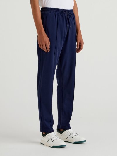 Dark Blue Men's Benetton Stretch Cotton Joggers | AU542786