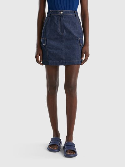 Dark Blue Women's Benetton Cargo Pockets Mini Skirts | AU693974