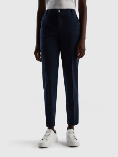 Dark Blue Women's Benetton Cotton Slim Fit Chinos | AU935060