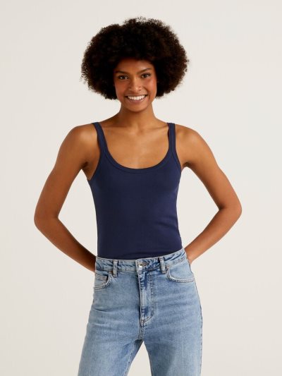 Dark Blue Women's Benetton Pure Cotton Tanks | AU806555