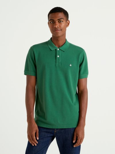 Dark Green Men's Benetton Regular Fit Short Sleeve Polos | AU607935