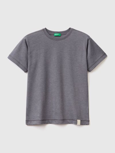 Dark Grey Kids' Benetton Crew Neck Recycled Fabric Short Sleeve T-shirts | AU610872