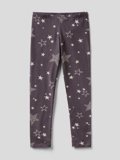 Dark Grey Kids' Benetton Patterned Print Leggings | AU554643