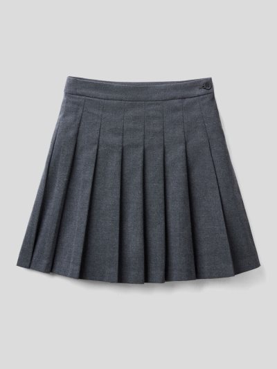 Dark Grey Kids' Benetton Pleated Flannel Skirts | AU286922