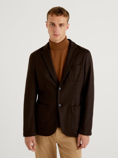 Dark Grey Men's Benetton Slim Fit Pockets Blazers | AU614673