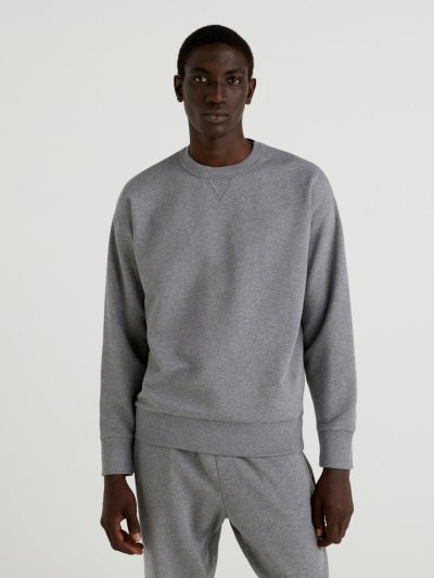 Dark Grey Men's Benetton Warm Crew Neck Sweatshirt | AU476732