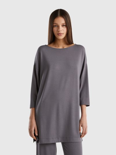 Dark Grey Women's Benetton Flowy Comfort Fit T Shirts | AU878858