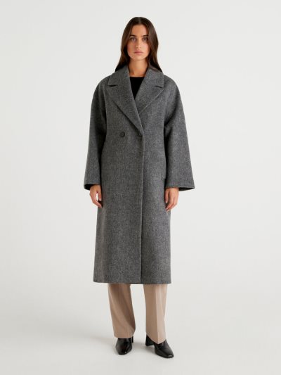 Dark Grey Women's Benetton Long Double-breasted Coats | AU583444