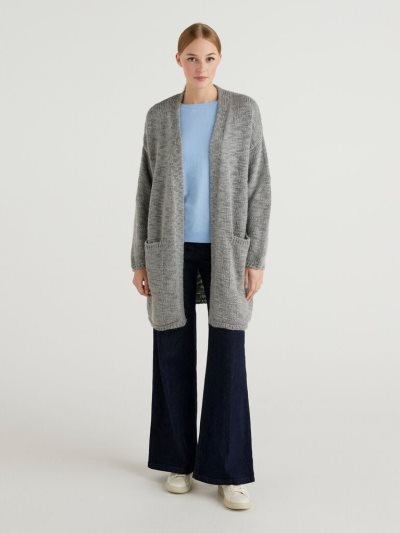 Dark Grey Women's Benetton Maxi Wool And Alpaca Blend Cardigan | AU399339