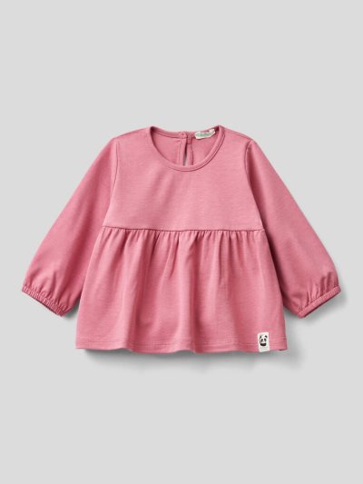 Dark Mauve Kids' Benetton Gathering On The Yoke T Shirts | AU471418