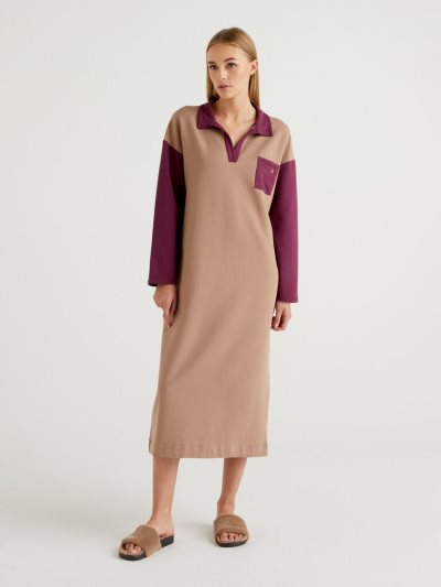 Dove Grey Women's Benetton Warm Stretch Cotton Dress | AU979415