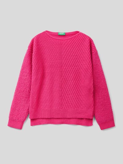 Fuchsia Kids' Benetton Crew Neck Wool Blend Sweaters | AU867243