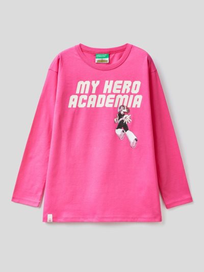 Fuchsia Kids' Benetton My Hero Academia Warm Cotton Long Sleeve T-shirts | AU467912