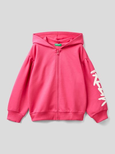 Fuchsia Kids' Benetton Printed Warm Hoodie | AU504817