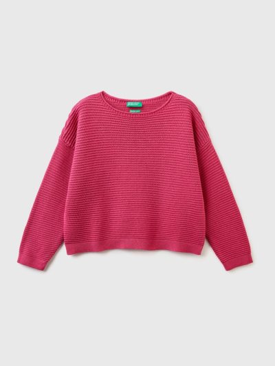 Fuchsia Kids' Benetton Recycled Cotton Blend Sweaters | AU549584