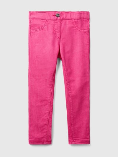 Fuchsia Kids' Benetton Stretch Cotton Blend Jeggings | AU607769