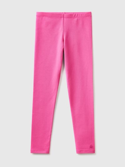 Fuchsia Kids' Benetton Stretch Cotton Logo Leggings | AU763244