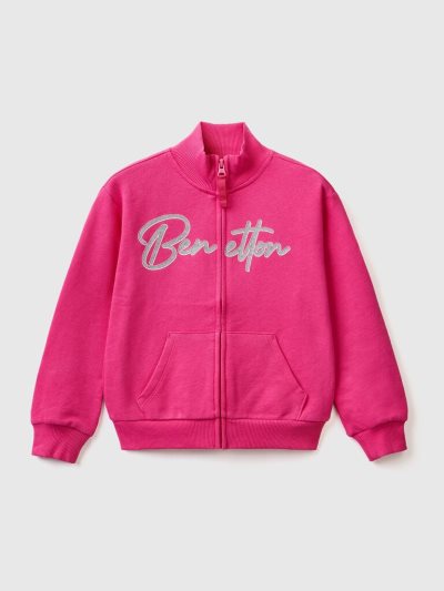 Fuchsia Kids' Benetton Zip And Collar Sweatshirt | AU686670