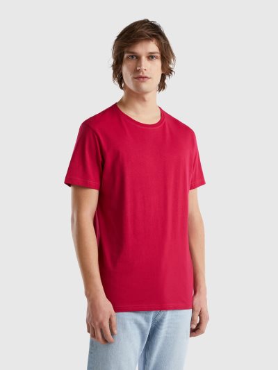 Fuchsia Men's Benetton Fuchsia Short Sleeve T-shirts | AU115857