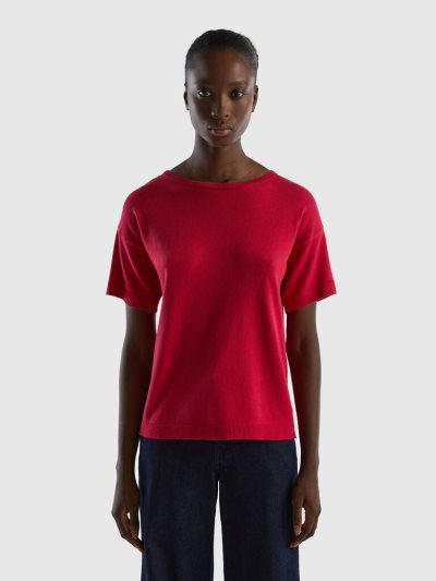 Fuchsia Women's Benetton Short Sleeve Sweaters | AU479072