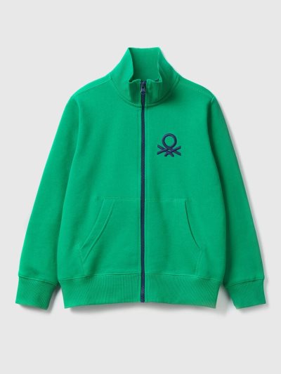 Green Kids' Benetton Pure Cotton Zip Sweatshirt | AU452946
