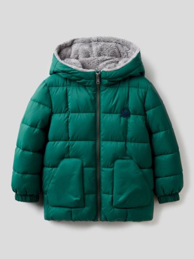 Green Kids' Benetton Teddy Interior Padded Jackets | AU483533