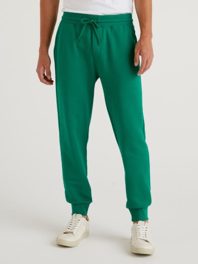 Green Men's Benetton Sweat 100% Cotton Joggers | AU231406