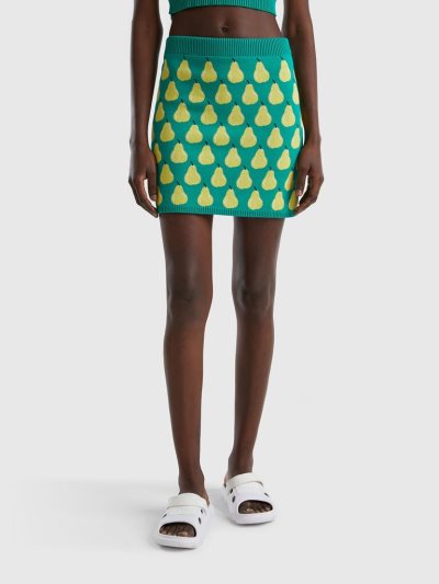 Green Women's Benetton Pear Pattern Mini Skirts | AU424223