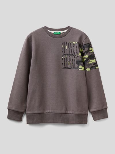 Grey Kids' Benetton Embossed Print Sweatshirt | AU209132