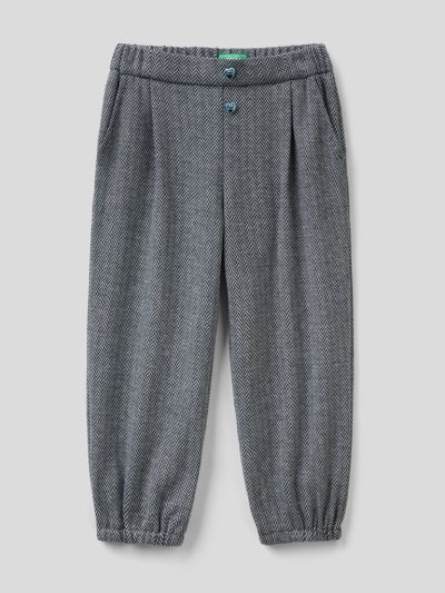 Grey Kids' Benetton Jacquard Stretch Viscose Trousers | AU562364