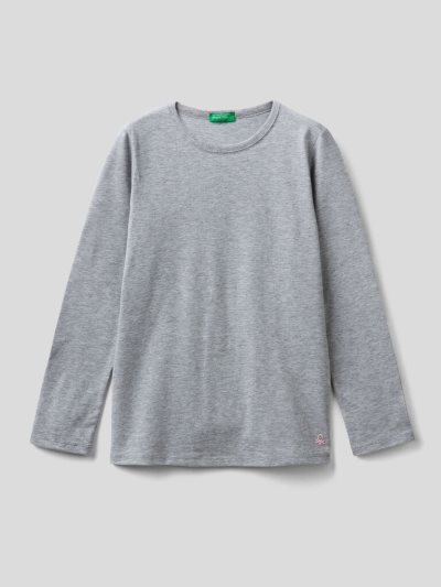 Grey Kids' Benetton Long Sleeve Organic Cotton T Shirts | AU111067