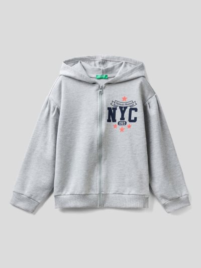 Grey Kids' Benetton Printed Warm Hoodie | AU515750