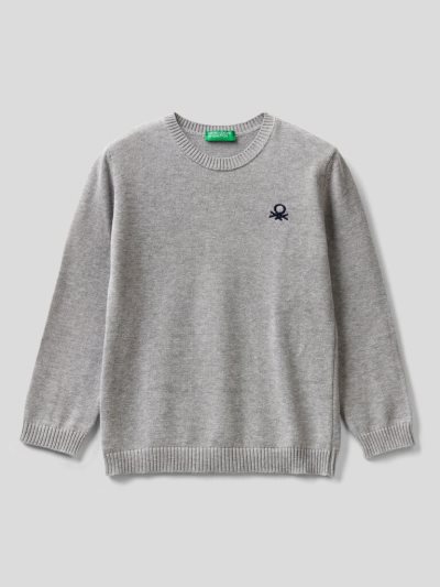 Grey Kids' Benetton Pure Cotton Logo Sweaters | AU233770