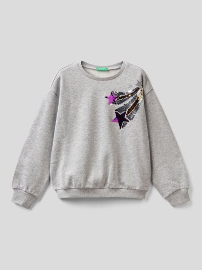 Grey Kids' Benetton Reversible Sequins Sweatshirt | AU938788
