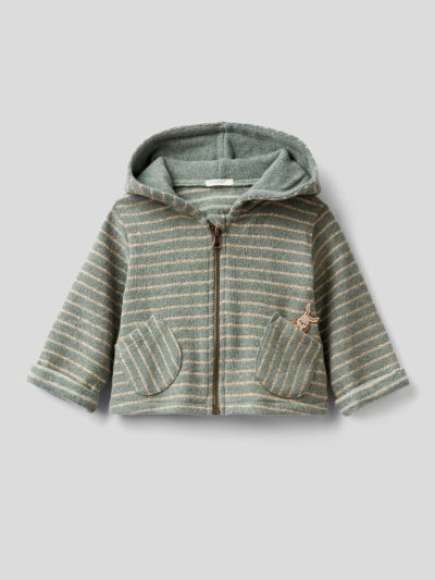 Grey Kids' Benetton Striped Lurex Hoodie | AU225595