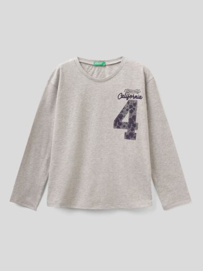 Grey Kids' Benetton Warm Cotton Long Sleeve T-shirts | AU496366