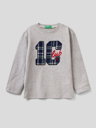 Grey Kids' Benetton Warm Cotton & Viscose Long Sleeve T-shirts | AU060409