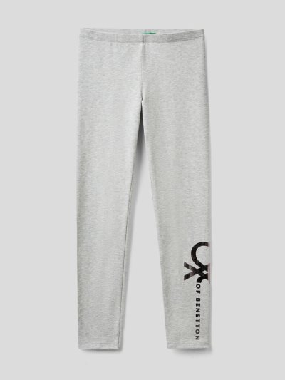 Grey Kids' Benetton Warm Stretch Cotton Leggings | AU967400
