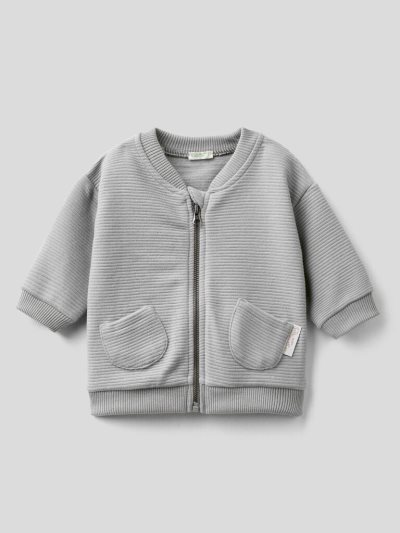 Grey Kids' Benetton Zip And Pockets Hoodie | AU205640