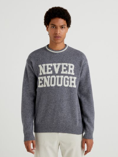 Grey Men's Benetton Inlay Pure Shetland Wool Crew Neck Sweaters | AU749449