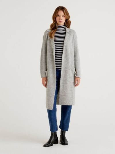 Grey Women's Benetton Midi Mohair Blend Coats | AU344799