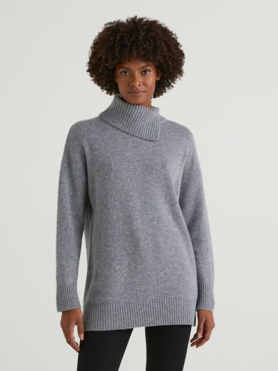 Grey Women's Benetton Opening On The Neck Sweaters | AU232579