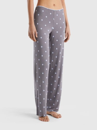 Grey Women's Benetton Patterned Stretch Viscose Trousers | AU156885